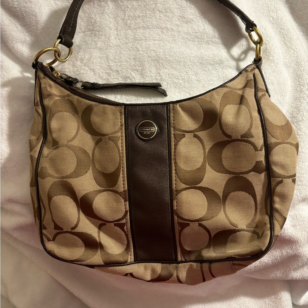 Coach Signature Jacquard Fabric With Stripe Brown… - image 3